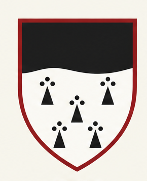 Supplied simplified shield with black wavy chief over a white field with black ermine-like marks.